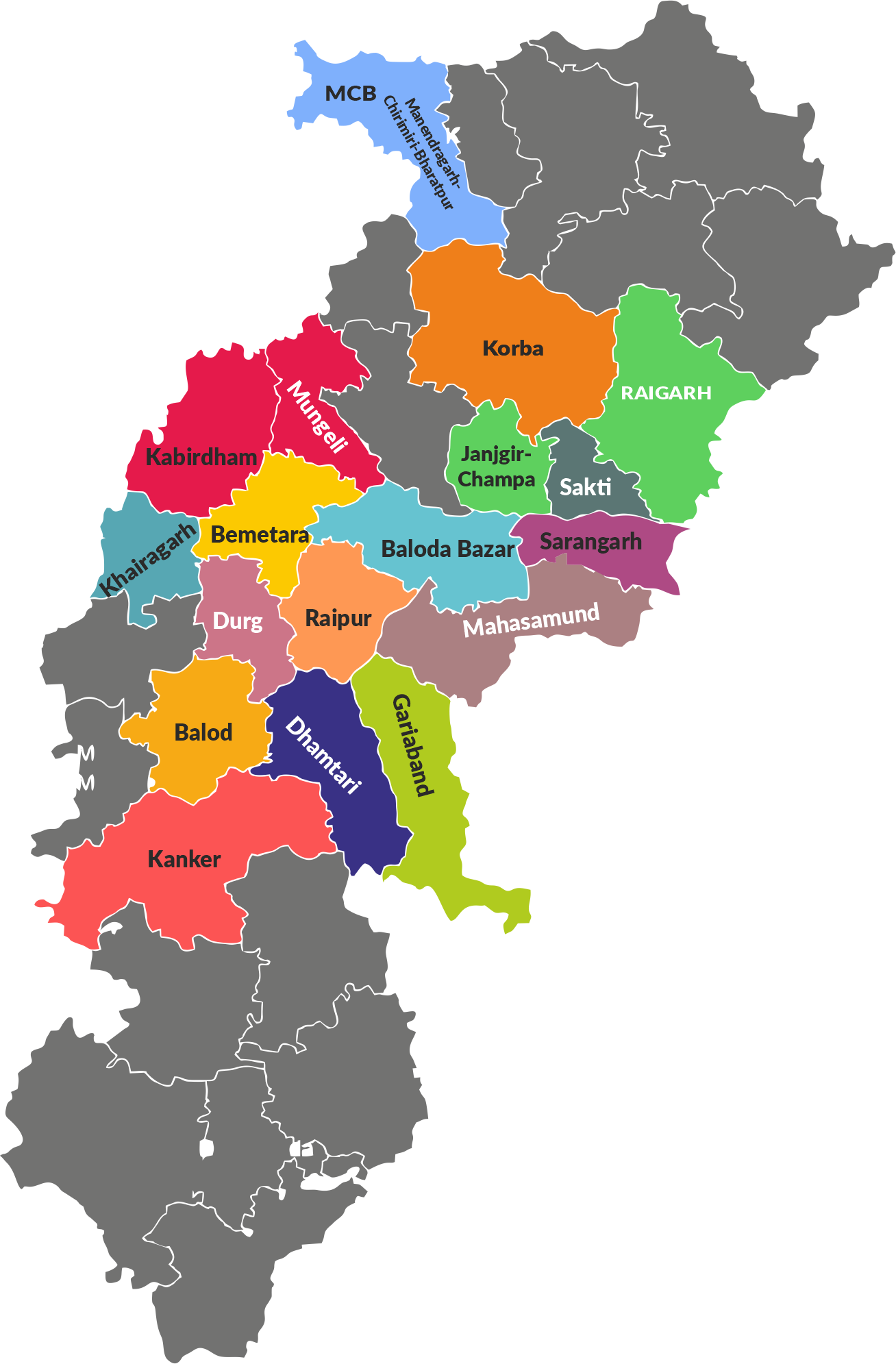 Geographic coverage across 18 districts